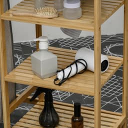 Wasmand, bamboe, wasmand voor vuile was, opbergrek en badkamerrek, met strijkplank, eenvoudig ontwerp, eenvoudig te reinigen, praktisch en decoratief, geschikt voor badkamer, balkon en wasruimte, 113×34×82 cm, houtkleur en grijs — thumbnail 5