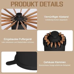 PolkaHome Opvouwbaar Droogrek Octopus met 16 Armen en 48 Ophangplaatsen, Driepoot Statief, Ruimtebesparend, Zwart — thumbnail 3