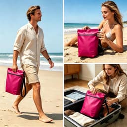 Tas met ritssluiting voor buiten, 2 maten, 6 kleuren, voor strand, zwembad, vissen en natte kleding, Fuchsia, taglia alta, Waterdichte tas — thumbnail 2
