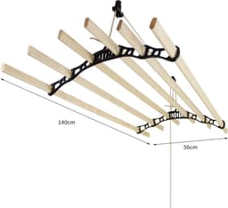 Droogrek Ophangbaar - Zwart - 1.4 meter - plafond wasrek — thumbnail 2