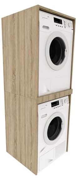 Ruimtebesparende Wasmachinekast 66 x 180 x 65 cm - Zuil voor Wasmachine en Droger - Stijlvolle Badkamerkast — thumbnail 1
