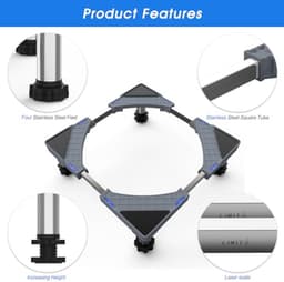 Verstelbare Wasmachinebasis voor Apparaten - Maximaal 350 kg Draagvermogen, Verstelbare Breedte 44,5-67 cm — thumbnail 4