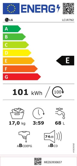 LG LC1R7N2 - 17 kg Wasmachine met TurboWash™ - Slimme AI DD™ motor - Minder strijken door stoom - ThinQ™ — thumbnail 2