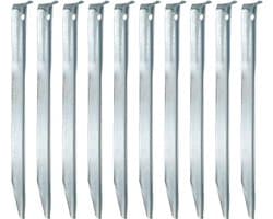 Grondankers - Set 10 XL warmgegalvaniseerde staalpalen 230x23mm V-vormige metalen vastzettingen voor zandgrond campingtent — afbeelding 1