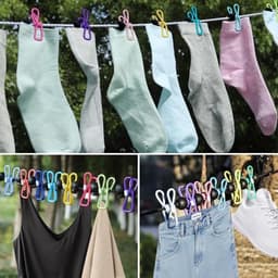 Droogrek en elastische waslijn voor camping en reizen - 4m intrekbare reiswaslijn met 12 wasknijpers voor outdoor en vakantie — thumbnail 3