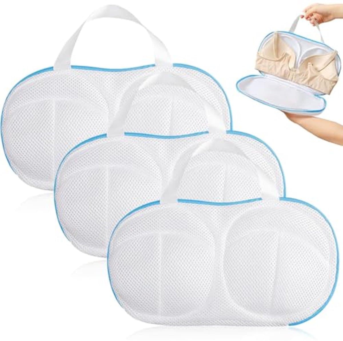 Wasbeha 3 stuks - Herbruikbare wasnet voor machinewas, groot met rits, 27 x 17 cm — afbeelding 1