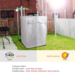 1 Stuk - Wasmachine Hoes - Wasmachine Beschermer - Waterdicht, Zonwerend en Stofdicht - Past op de meeste machines met voorlader - 60 x 60 x 85 CM - Zilver — thumbnail 3