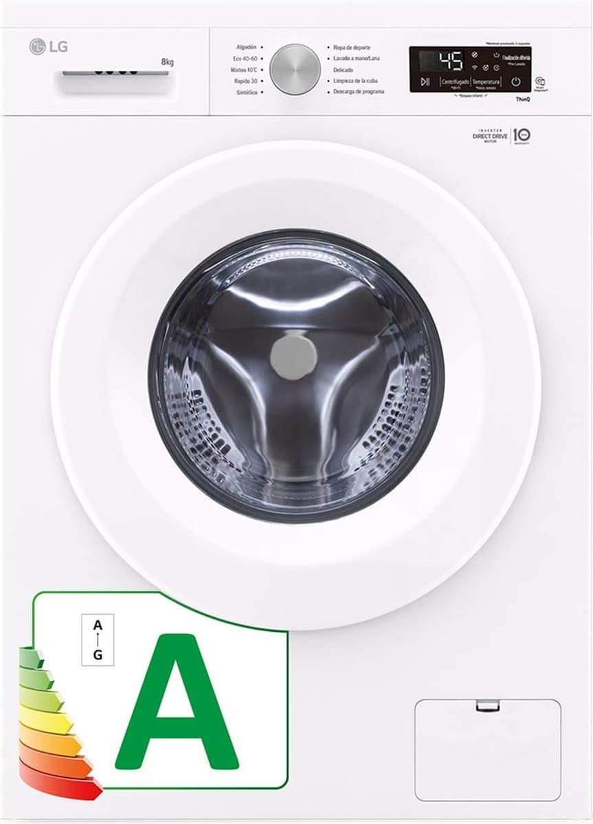 LG F4X1008NWH wasmachine Voorlader 8 kg 1400 RPM Wit — afbeelding 1