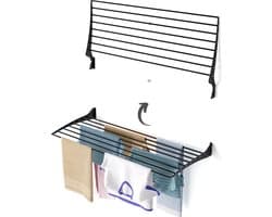 Foxydry Fold 116 cm black wasdroogrek wandmontage clicksysteem - 116 x 50 x 10 cm — afbeelding 1