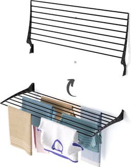 Foxydry Fold 116 cm black wasdroogrek wandmontage clicksysteem - 116 x 50 x 10 cm — thumbnail 1
