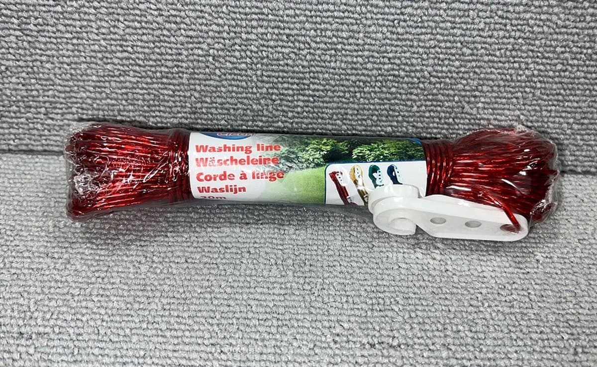 Lifetime Clean - Waslijn - Waslijndraad - Stalen Kern - 20 meter Draad - Rood — afbeelding 1