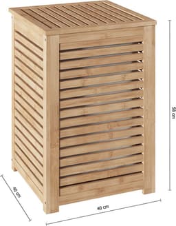 5Five Wasmand Bamboe hout - Met waszak - 65 liter - 40 x 38 x 58 cm - lichtbruin - met deksel — thumbnail 5