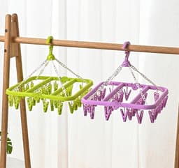 Sokkendroger - 32 Knijpers - Sokken Hanger - Sokken Droger - Beha's - bh's - Ondergoed - Wasrek Sokken - Wasrek - Droogrek - Klein Wasrekje - Carrousel - Droogcarrousel - Washanger - Sokkendroogrek - Kleerhanger voor Sokken - Windbestendig — thumbnail 3