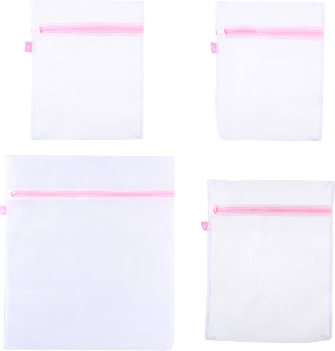 Waszakjes - 32x stuks - wit/roze - 3 formaten - waszakken — afbeelding 1
