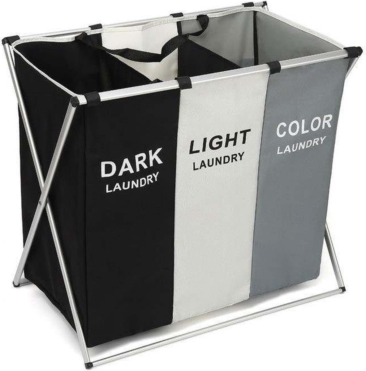 Wasmand 3 Vakken - Wassorteerder - Wamand - Wasbox - Organizer Kleding - Waszakken Voor Wasgoed - Laundry Basket - Dubbele Wasmand — afbeelding 1