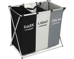 Wasmand 3 Vakken - Wassorteerder - Wamand - Wasbox - Organizer Kleding - Waszakken Voor Wasgoed - Laundry Basket - Dubbele Wasmand — afbeelding 1