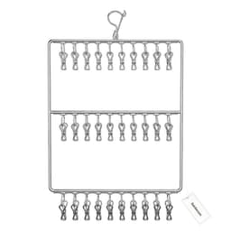 Rainbecom - Sokkenhanger RVS met Clips - 30 Clips Dubbel - Winddicht Droogrek voor Sokken en Ondergoed - RVS Wasrek 45x50 cm — thumbnail 1