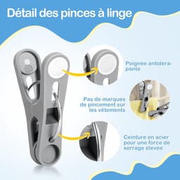 50 Wasknijpers + 1 Opbergmand — Plastic knijpers — Laat geen afdrukken achter, hoge grip — Robuuste droogknijpers — Huishoudelijke wasknijpers — Windbestendig — Multifunctionele knijpers — Wasmand — Waslijnen en het aan de lucht drogen van kleding — thumbnail 4
