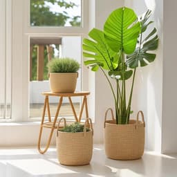 1 stuk - Jute wasmand - Natuurlijk touwgeweven - Opbergmand - Met handvat - Geschikt voor thuis, woonkamer, wasruimte, dekens, kleding - 25*20 cm - Khaki — thumbnail 2