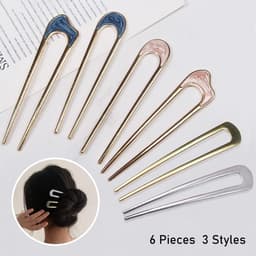 6x Metalen U-Vormige Haarspelden voor Chignon en Kapsels - Sterke Vorkstokken — thumbnail 2