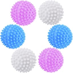 SnelShoppen - Plastic Droogballen, Set van 6 Wasballen voor Zachte Kleding in Wasmachine en Droger, Wit/Blauw/Roze, 4 cm, Ideaal voor Drogen en Wassen — thumbnail 1