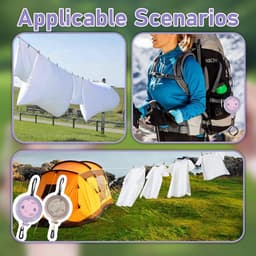 Uitschuifbare waslijn van 10 meter, geschikt voor binnen- en buitengebruik, draagbaar, verstelbaar en ideaal voor op de camping, in hotels, in de achtertuin en voor het drogen van wasgoed in de buitenlucht. — thumbnail 3