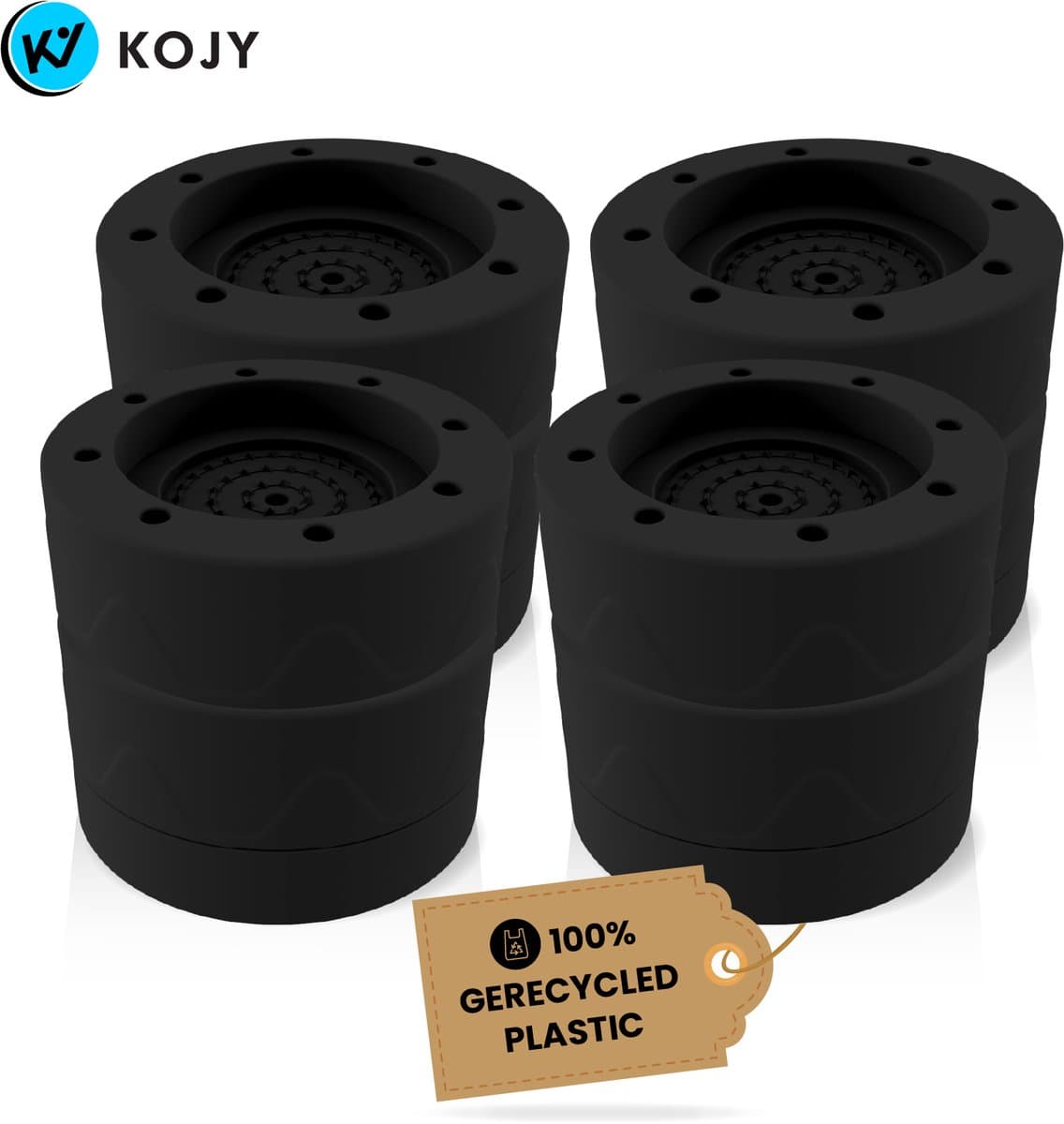KOJY Wasmachine Trillingsdempers - Verhoger - 8 Stuks - Stapelbaar - Zwart - voor Wasmachine en Wasdroger — afbeelding 1