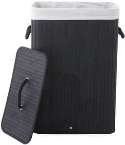 Sealskin Bamboo – Bamboe Wasmand met Deksel - Wasbare katoenen waszak - Handvatten - 56 Liter – afmetingen 60 x 40 x 23,5 cm - Zwart — thumbnail 4