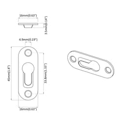 vidaXL - Sleutelgat - Hanger - 2 - st - Zilver - 45 - x - 16 - x - 3.5 - mm - IJzer — thumbnail 3