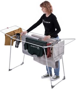 KADAX groot droogrek met 18m droogoppervlak, opvouwbare wasdroger met vleugels, stabiel wasdroogrek met vleugels voor binnen buiten, droogtrommel (wit) — thumbnail 1
