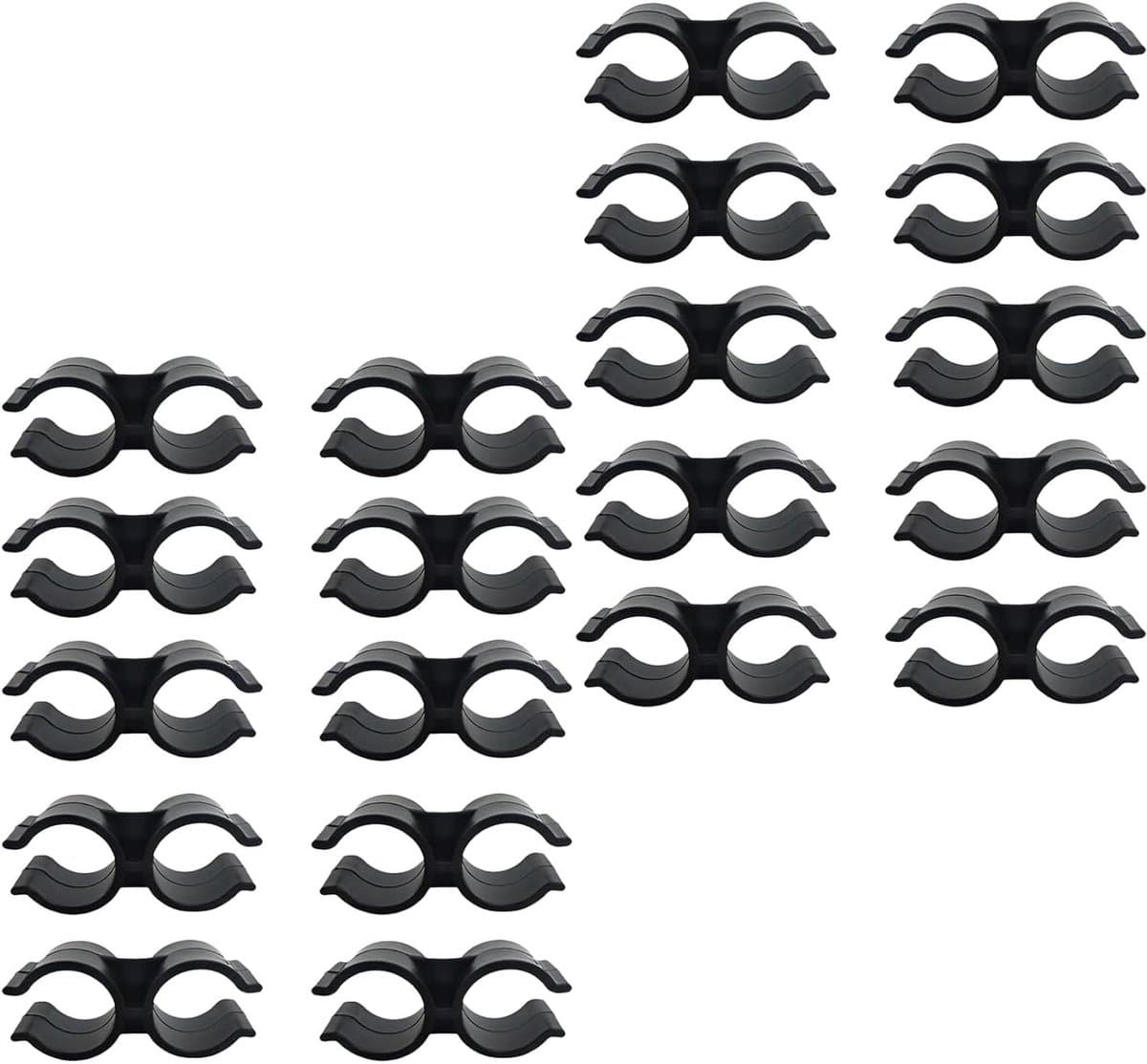 Dubbele clips pijpklemmen voor PVC kunststof planken - 20 stuks - zwart - bevestigingsaccessoires. — afbeelding 1