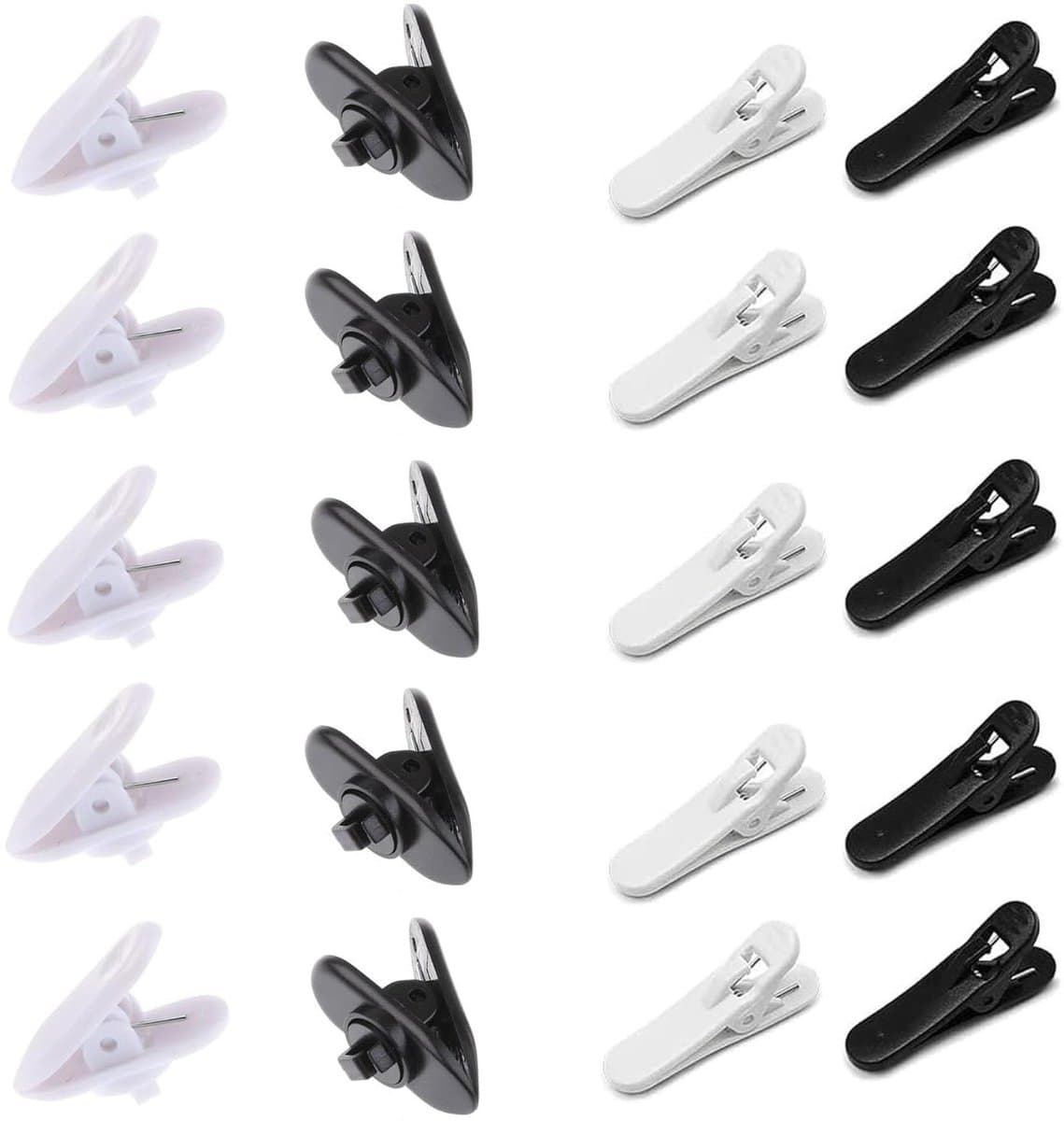 Kabelclips voor Hoofdtelefoon en Microfoon - Set van 20 Stuks - Kunststof Draad Clips - Zwart/Wit - Handige Kleding Klemmen — afbeelding 1