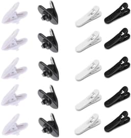 Kabelclips voor Hoofdtelefoon en Microfoon - Set van 20 Stuks - Kunststof Draad Clips - Zwart/Wit - Handige Kleding Klemmen — thumbnail 1