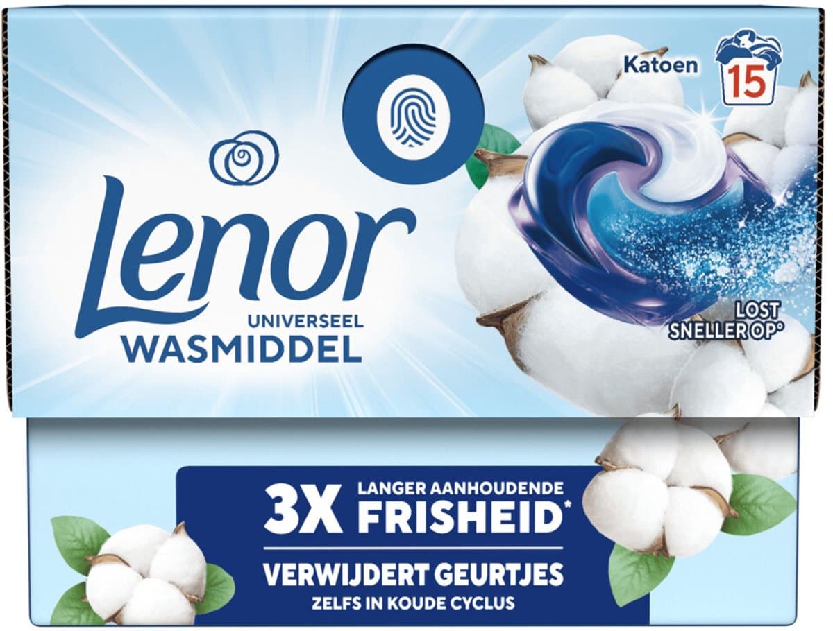 Lenor Wasmiddel All-in-1 Pods Katoen Fris - 15 stuks — afbeelding 1