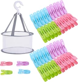 40 stuks Kleurrijke Plastic Wasknijpers in Mand - Zonder Print - Handige Opbergzak - Winddichte Klemmen. — thumbnail 1