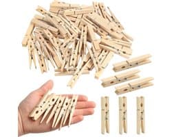 Houten Wasknijpers - Ambachtelijke Clips - Foto's Ophangen - Stevig Natuurlijk Hout - 287 Inch - Natuurhout — afbeelding 1