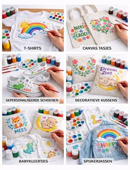 Bastelzone Textielverf Set - 12 kleuren, 30 ml per flesje - Machinewasbaar — thumbnail 3
