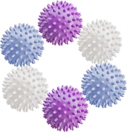 6-pack droogballen - drogerballen - wasbollen voor wasmachine - Wasballen - Kreuk- en klittenvrij - Pluisverwijderend - 6*6*6 cm - Blauw/Wit/Paars - TPR — thumbnail 1