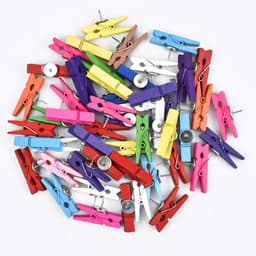 Houten Punaises Clips - Decoratieve Spelden - Foto's Bevestigen - Natuurlijk Hout Metaal - 3.4 cm Clip - Regenboog Kleuren — thumbnail 3