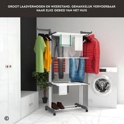 Opvouwbare Droogtower met 4 Niveaus en Wielen - Ruimtebesparend RVS Droogrek — thumbnail 5