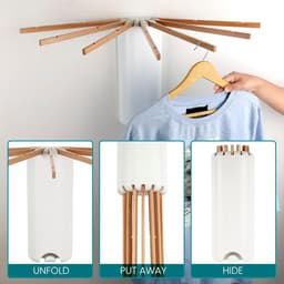 Allecto- Wanddroogrek - Ruimte besparend - Octopus design - Inklapbaar - Balkonwasdroger - Binnen en buiten te gebruiken - Geschikt voor diverse kamers - Grijs - Belle Vous — thumbnail 3