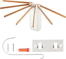Allecto- Wanddroogrek - Ruimte besparend - Octopus design - Inklapbaar - Balkonwasdroger - Binnen en buiten te gebruiken - Geschikt voor diverse kamers - Grijs - Belle Vous — thumbnail 1