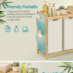 3-Vakken Wasmand met Plank en Zijvakken – Tot 150L – 3×50L Waszakken – 94×33×78 cm – Was Sorteerder — thumbnail 2
