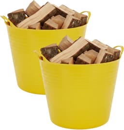 Excellent houseware Flexibele kuip / emmer - 2x - geel - 27 liter - kunststof - 42 x 35 cm — thumbnail 1