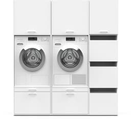 Washcab® Wasmachine Kast - Wasmachine Verhoger - Wasmachine Ombouw - Met lade - Wit - Duo Set High 3 — thumbnail 1