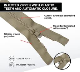 10x Scheidbare Ritssluiting voor Jassen en Tassen - 70 cm - Beige - Maat 5 — thumbnail 3