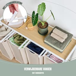 Florixa® Wasmand 4 Vakken - Wasmand - Wassorteerder - Crème- 111cm x 36cm x 73cm — thumbnail 4