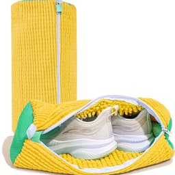 2-stuks Wasmachine schoenentas - Vierkante mesh schoenen opbergtas - Schoenentas met rits - Anti-deformatie - Mesh ontwerp - Lichtgewicht en draagbaar - Met handvat - Geschikt voor sneakers, slippers, ondergoed, yogabroeken, sokken, etc. - Geel — thumbnail 5