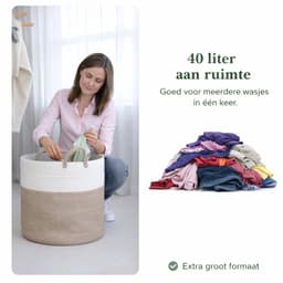 Tilburg Wasmand - Groote Wassorteerder - Speelgoedmand - Opbergmand - Wasmand opvouwbaar - Wasbox - Woon Accessoires - 40l — thumbnail 4