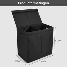 DIVERZA Dubbele Wasmand met Deksel - Opvouwbare wassorteerder - zwarte wasmand 120L — thumbnail 5